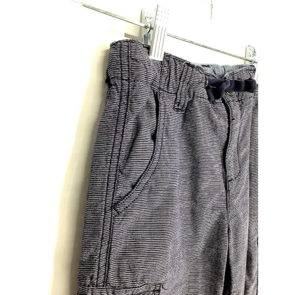 Gymboree Boys Gray Striped Flat Front Cargo Shorts Kids Youth Size 6